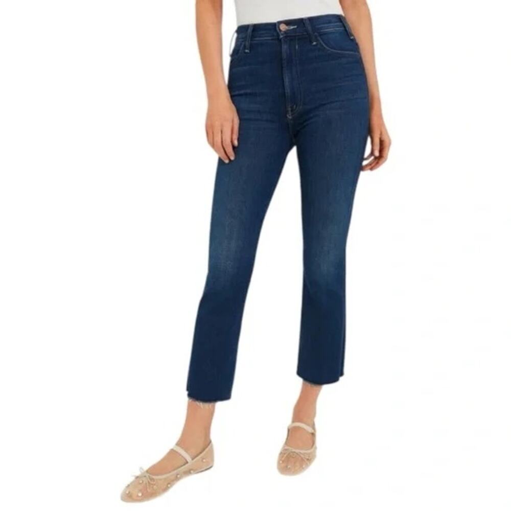 High-Rise Straight Leg Jeans in Dark Blue